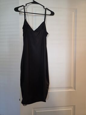 Sleek Black Slip Dress with Spaghetti Straps